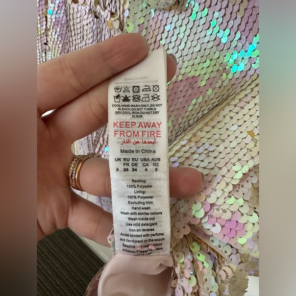 Nasty Gal | Premium Plunge Sequin Mini Dress | White | US 4 - Picture 6 of 7